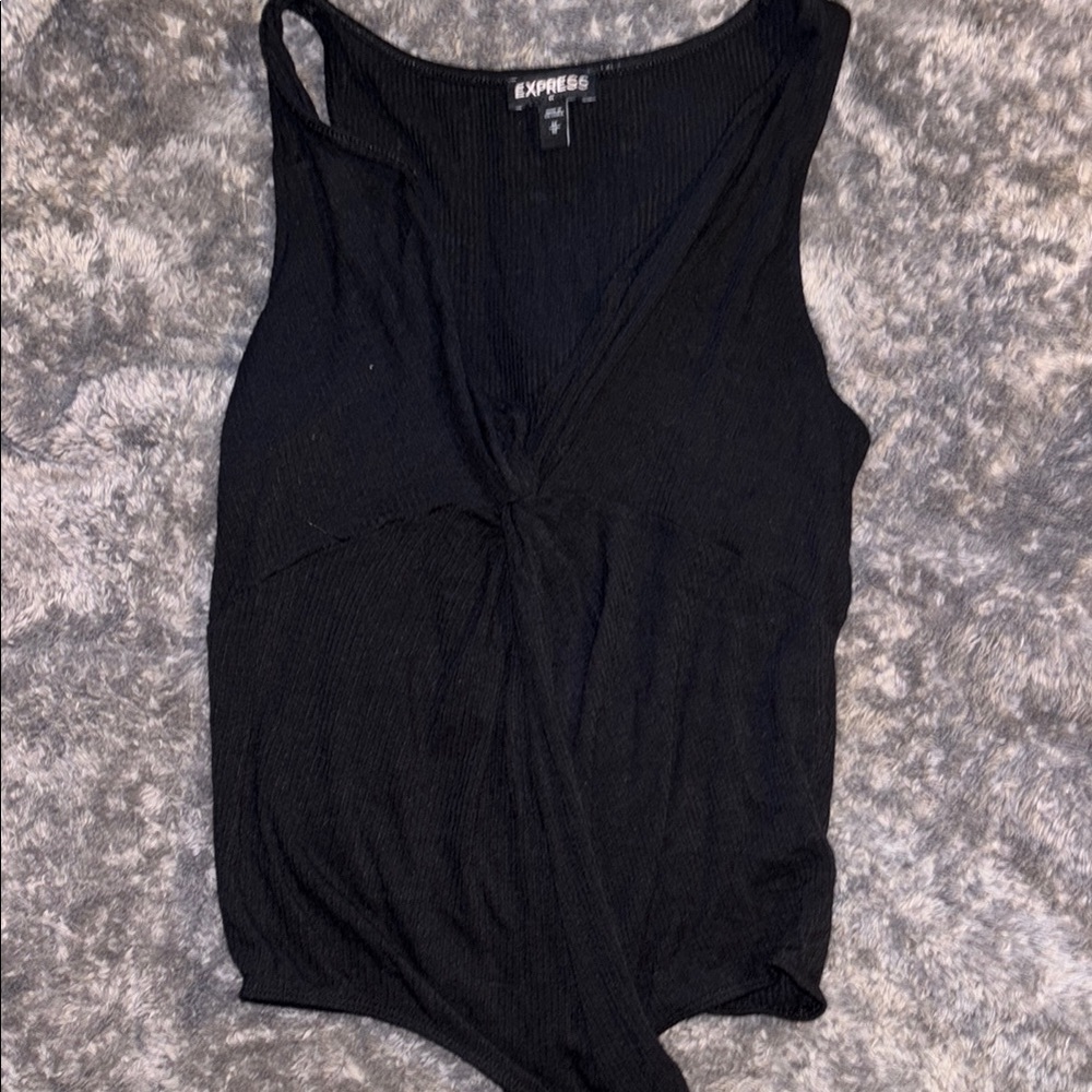 Express Black Sleeveless Wrap Bodysuit